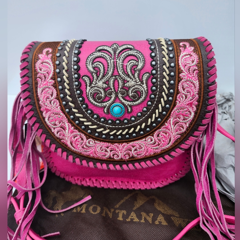 Pink Embroidered Women's Bag